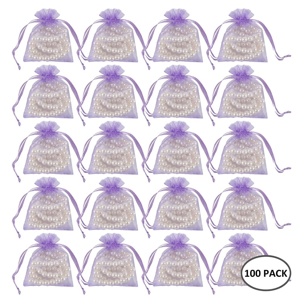 Harupink 100PCS Small Organza Favour Pouches Gift Bag Voile Net Bags Drawstring Multi Color