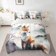 thumbnail image 2 of Homewish Animal Fox Boy Girl Bedding Comforter Set 7pcs,Cherry Blossoms Queen Bedding Sets Super Cozy,Japanese Style Queen Sheet Sets,Lightweight Room Decor,Reversible, 2 of 8