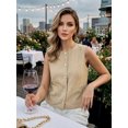 thumbnail image 5 of DARING DIVA Women's Sleeveless Button Down Loose Fit Waistcoat Top S Khaki, 5 of 7