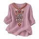thumbnail image 2 of Neewe Women's Embroidered Tops 3/4 Sleeve Traditional Boho Shirts for Women V Neck Peasant Tunic Blouses, 2 of 8