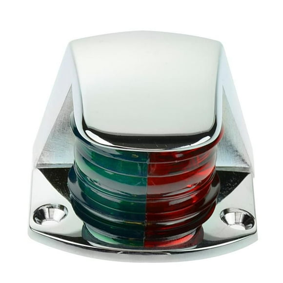 Feu de navigation pour proue de bateau, feu de navigation bicolore de 7,6 cm, idéal pour ponton, skiff, Skeeter, Jon Boat et bateau de pêche – 12 V chromé