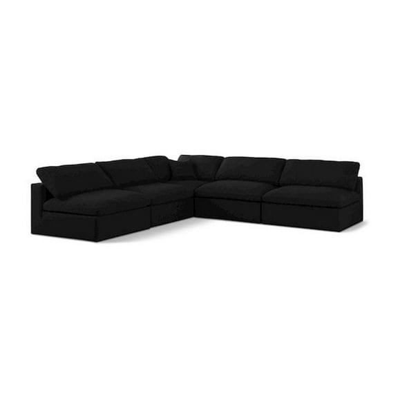 Meridian Furniture Serene Black Linen Fabric Deluxe Modular Sectional