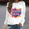 thumbnail image 2 of Gibobby Temperamento Pullover Top Sudadera con cuello redondo y estampado de Mardi para mujer, con cuello redondo, camisas de entrenamiento de manga larga a la moda, blusa hol(Blanco, M), 2 of 5