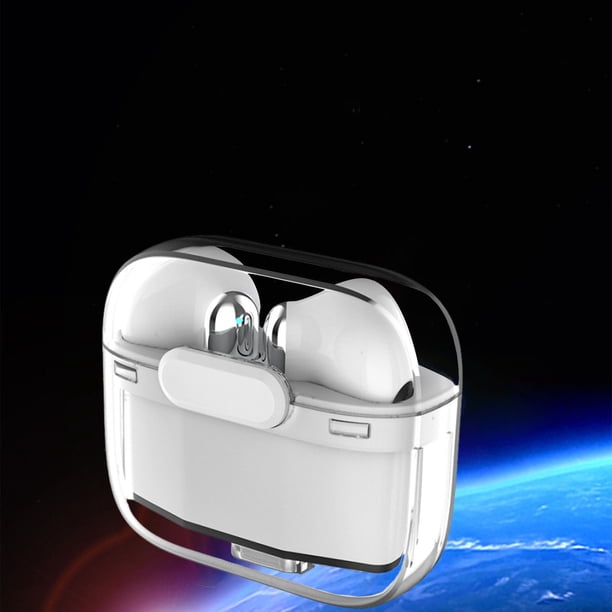 Auriculares inalámbricos Bluetooth 5.3 | Estuche transparente | Micrófono con cancelación de ruido | Audio estéreo de alta fidelidad | IPX4 a prueba de sudor | Batería de 24 horas | Auriculares para