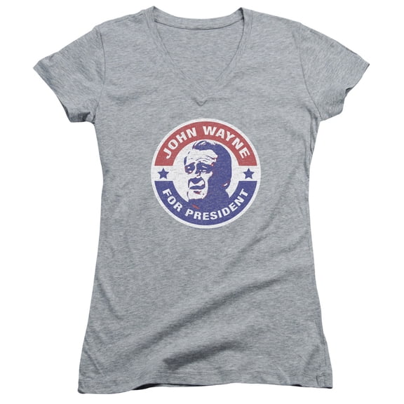 John Wayne - John Wayne For President - Juniors Cap Sleeve V-Neck Shirt - X-Large