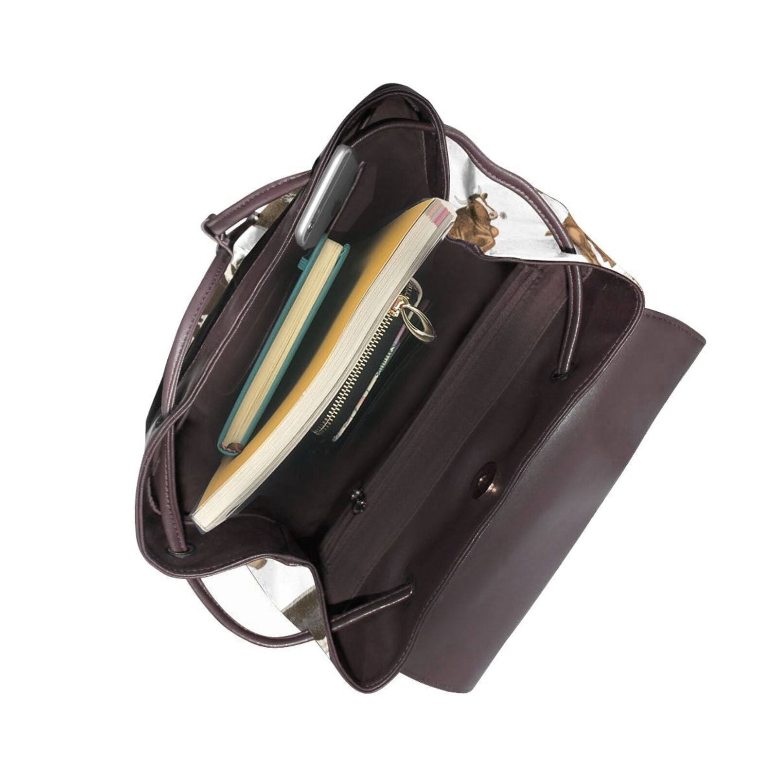 Kuqiui Cow Print Leather Backpack Purse For Women Fashion Ladies Vintage Bags Casual College Travel Backpacks bag