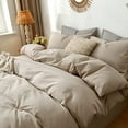 MooMee Bedding Duvet Cover Set 100 Washed Cotton Linen Like Textured Breathable Durable Soft