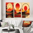 thumbnail image 1 of Designart "Bold Red Sunset III" Coastal Sunset Wall Art Set Of 3 - Red Sunset Gallery Set For Office Decor, 1 of 6
