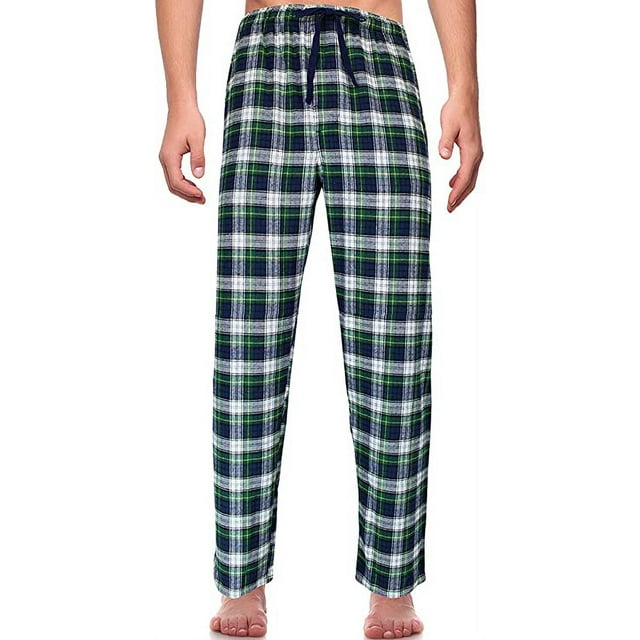 Sleepwear Mens Flannel Pajama Pants, Long Plaid Pj Bottoms