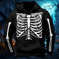 thumbnail image 2 of Tfken Halloween Hoodie For Mens Festival Long Sleeve Skeleton Graphic Print Fashion Halloween Sweatshirts Soft Loose Comfortable Pullover Tops Warm Winter Fall Outdoor Men Breathable Clothes Black, 2 of 3