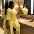 thumbnail image 5 of Women's Slash Neck Short Sleeve Backless Pleated Bandage Split Hips Wrapped Roose Long Dress, Solid Color, Sexy, 5 of 30