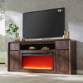 thumbnail image 4 of Modern Fireplace TV Stand for 75 inches TV, 36" Electric Fireplace w/ Wood Media Console, 32" Tall Entertainment Center & Adjustable Shelves for Living Room, Curved Profile Design, 4 of 9
