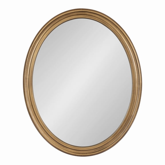 Kate and Laurel Mansell Oval Wall Mirror, 24 x 30, Antique Gold, Rustic Farmhouse Wooden Mirror with Modern Oval Shape