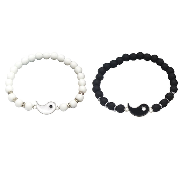 2pcs tai chi pulseras de cuentas de piedra natural amantes decorativos de amistad