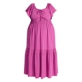 thumbnail image 2 of Terra & Sky Women's Plus Size Sweetheart Maxi Dress with Flutter Sleeves, Sizes 0X-5X, 2 of 4