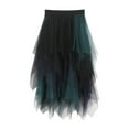 thumbnail image 4 of Women Tutu Tulle Skirt High Waist Mesh Tiered Layered Half Skirt Short Prom Party Midi Skirt (A Black,One Size), 4 of 9