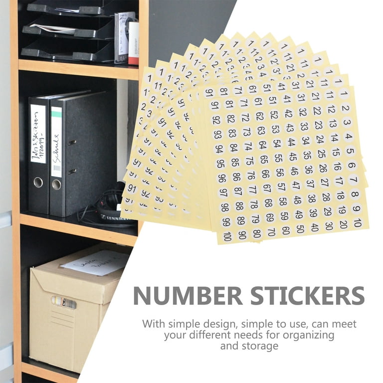15 Sheets Small Number Stickers Round Number Sticker 1-100 Number Sticker