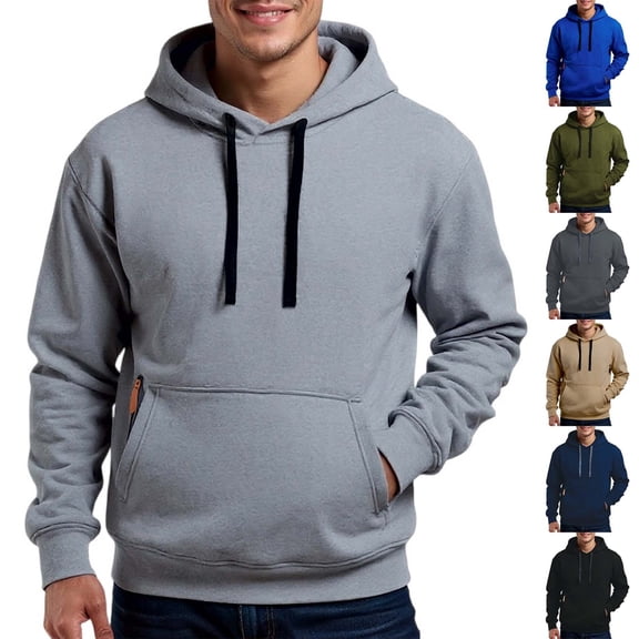 Men's Pullover Hoodie for Spring, Trendy Casual Long Sleeve Sweatshirt, Streetwear Fleece Top for Daily Wear, Christmas, Fall Season, Lightweight Comfort,Army Green,L
