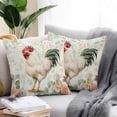 thumbnail image 2 of Waterproof Throw Pillow Covers Set of 2, 16x16 Inch Vintage Rooster Decorative Pillowcases Outdoor Pillow Slip Cushion Covers Set for Couch Tent Watercolor White Animals Spring Floral, 2 of 7