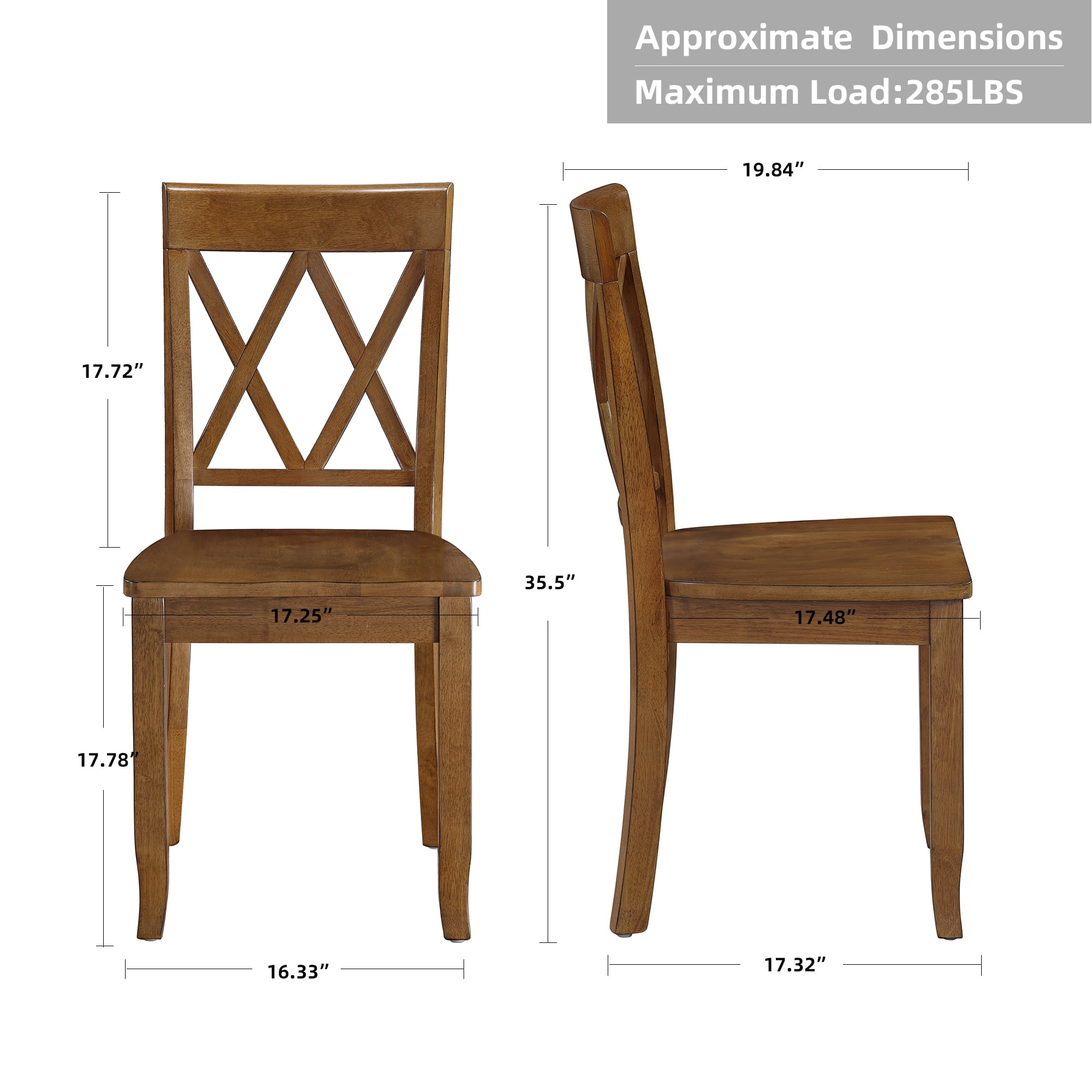 Duhome Solid Wood Dining Chairs Set of 4 Modern Cross Back Chairs for Kitchen, Dining Room,Walnut