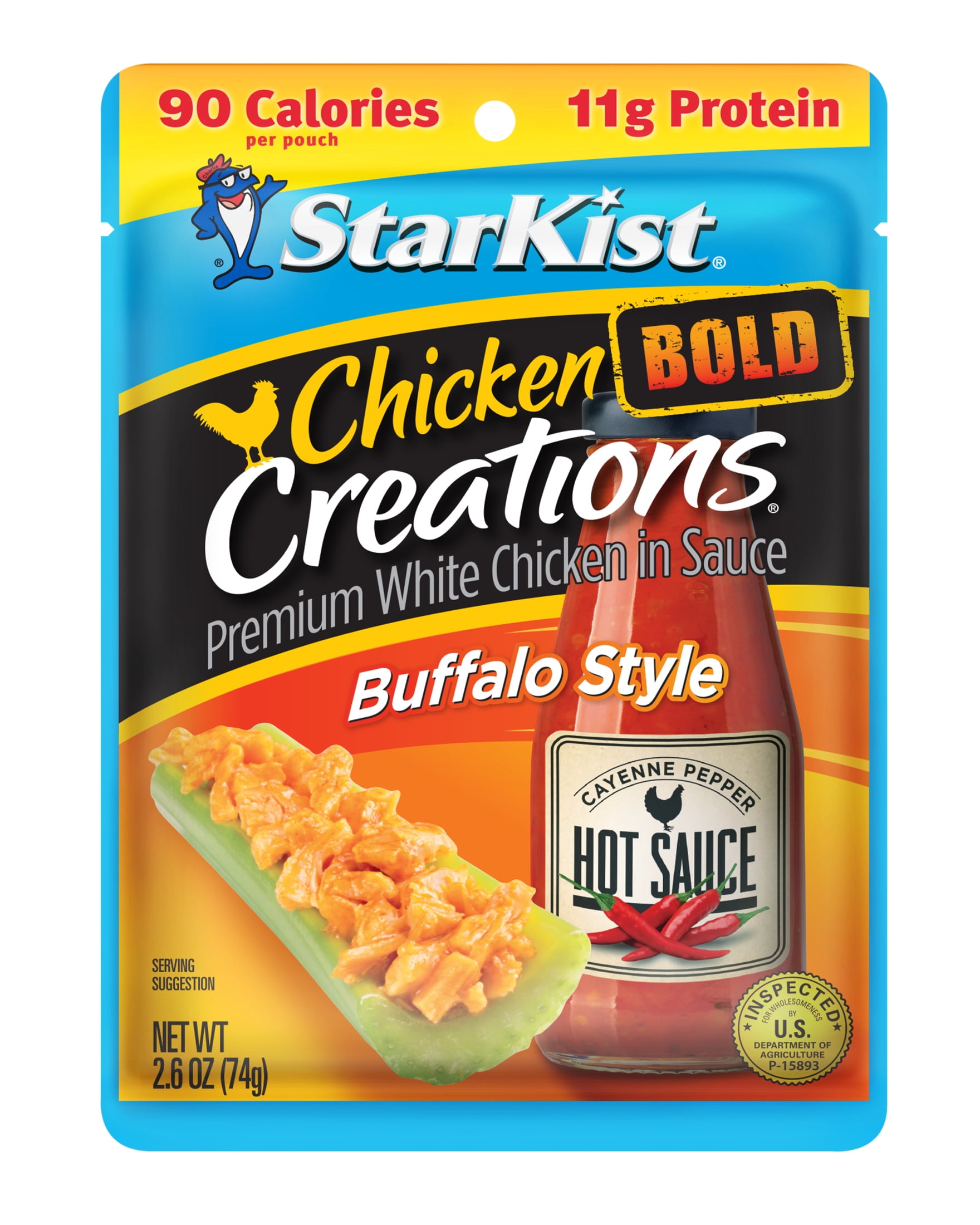 (6 pack) StarKist Chicken Creations BOLD Buffalo Style Chicken, Gluten Free, 11g Protein, 2.6 oz Pouch