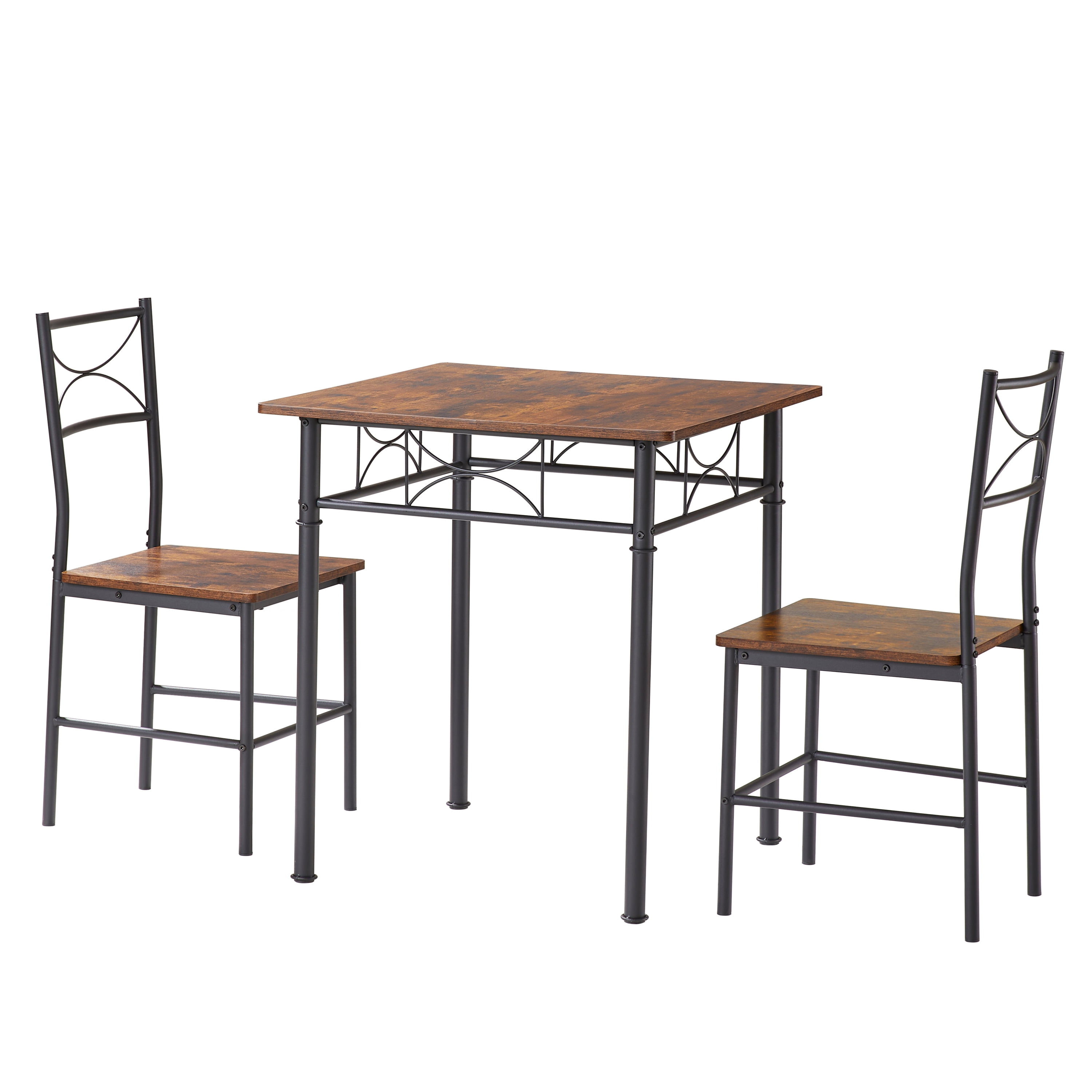 JRHRXXY Dining Set Modern Collection 3 Piece Iron Wood Dining Furniture Set