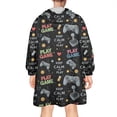 thumbnail image 2 of Wearable Oversized Blanket,Multicolor Controllers Games Icons Black Pattern Wearable Blanket Hoodie for Adults,Cozy Hooded Blankets with Super Pockets,Super Warm Fuzzy Pullover for Women & Men, 2 of 6