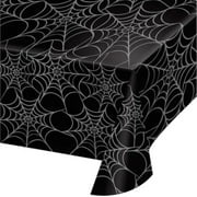 Silver Webs 54" x 108" Plastic Tablecloth