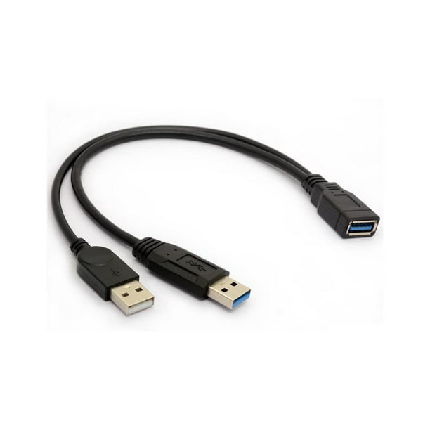 Al frente capitán Contaminado USB 3.0 Cable Dual Power Charge Cables Y Adapter Type A Lead Male to Female  Extension Code 30cm (5Gbps Data Transfer and Charging) - Walmart.com