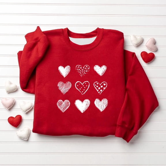 CYRBOKO Girls Graphic Sweatshirts, Valentine's Day Long Sleeve Casual Pullover Kid's Tops Red Size 5-6 T