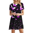 thumbnail image 1 of Vestido de Manga Corta para las Mujeres Casual Impreso Cuello Redondo, Vestido de las Señoras para la Primavera Y el Verano de Uso Diario, 1 of 9