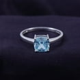 thumbnail image 2 of Cushion-Cut Simulated Blue Aquamarine March Birthstone Solitaire Ring In 14K White Gold Over Sterling Silver (2.5 Cttw), 2 of 7