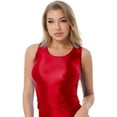 thumbnail image 5 of iiniim Women Glossy Sleeveless Workout Sports Tank Tops Shirts Vest Red M, 5 of 7