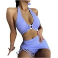 thumbnail image 1 of Conjunto de 3 piezas para mujer Halter Bikini Pareos Cubrir Traje de baño Traje de baño Playa Fridja  nalpqowj51765, 1 of 9