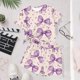 thumbnail image 4 of Vestido de Verano con Mangas Niños Impresión de Verano Ocio Cuello Redondo Mangas Cortas Y Pantalones Cortos Conjunto de Dos Piezas Conjunto de Verano Lindo, 4 of 8