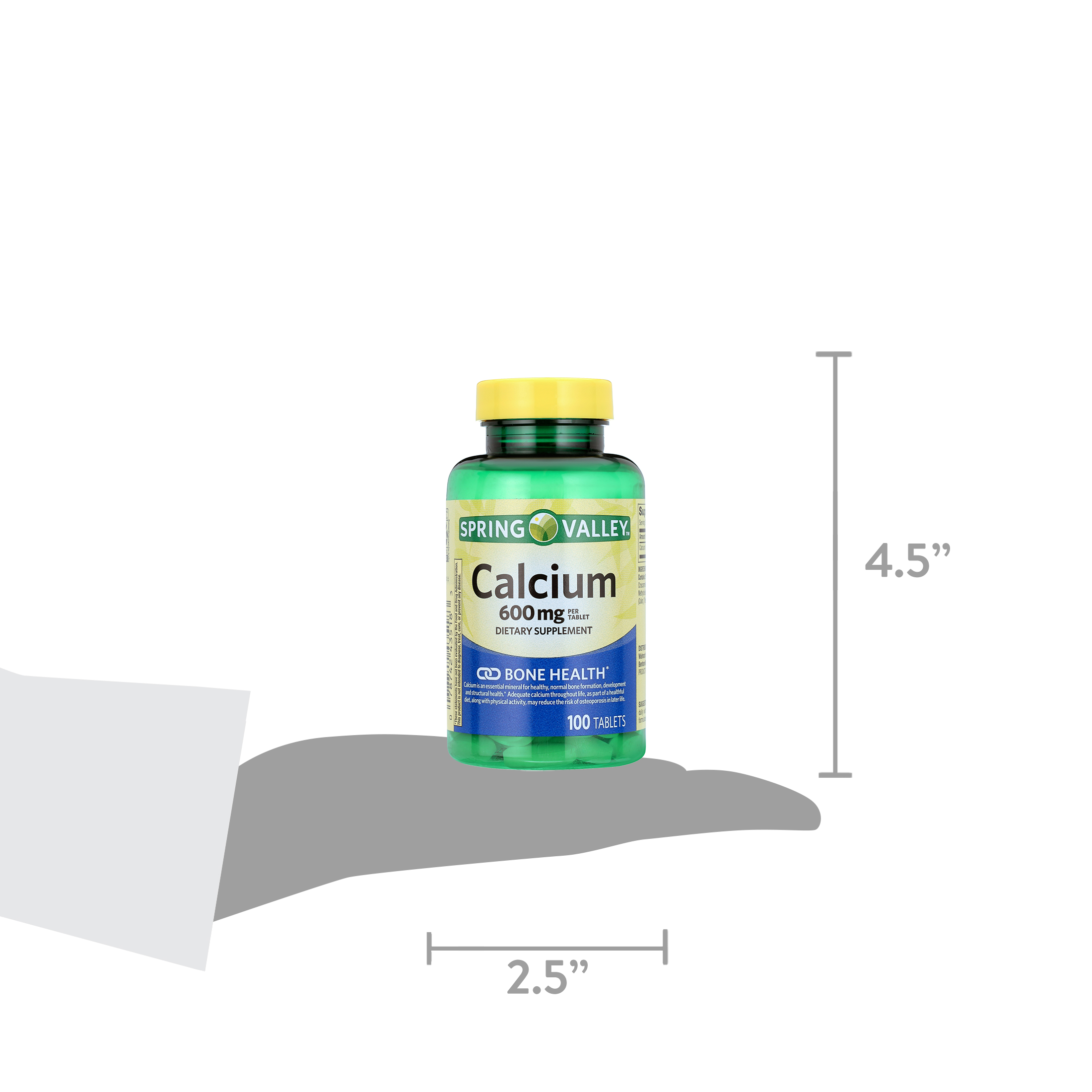 (2 pack) Spring Valley Calcium Bone Health Dietary Supplement Tablets, 600 mg, 100 Count