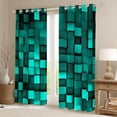 thumbnail image 2 of Manfei Pixel Miners Grid Curtains Pack Of 2 (42X84 Each),Cyan Classic Buffalo Print For Kids, 2 of 6