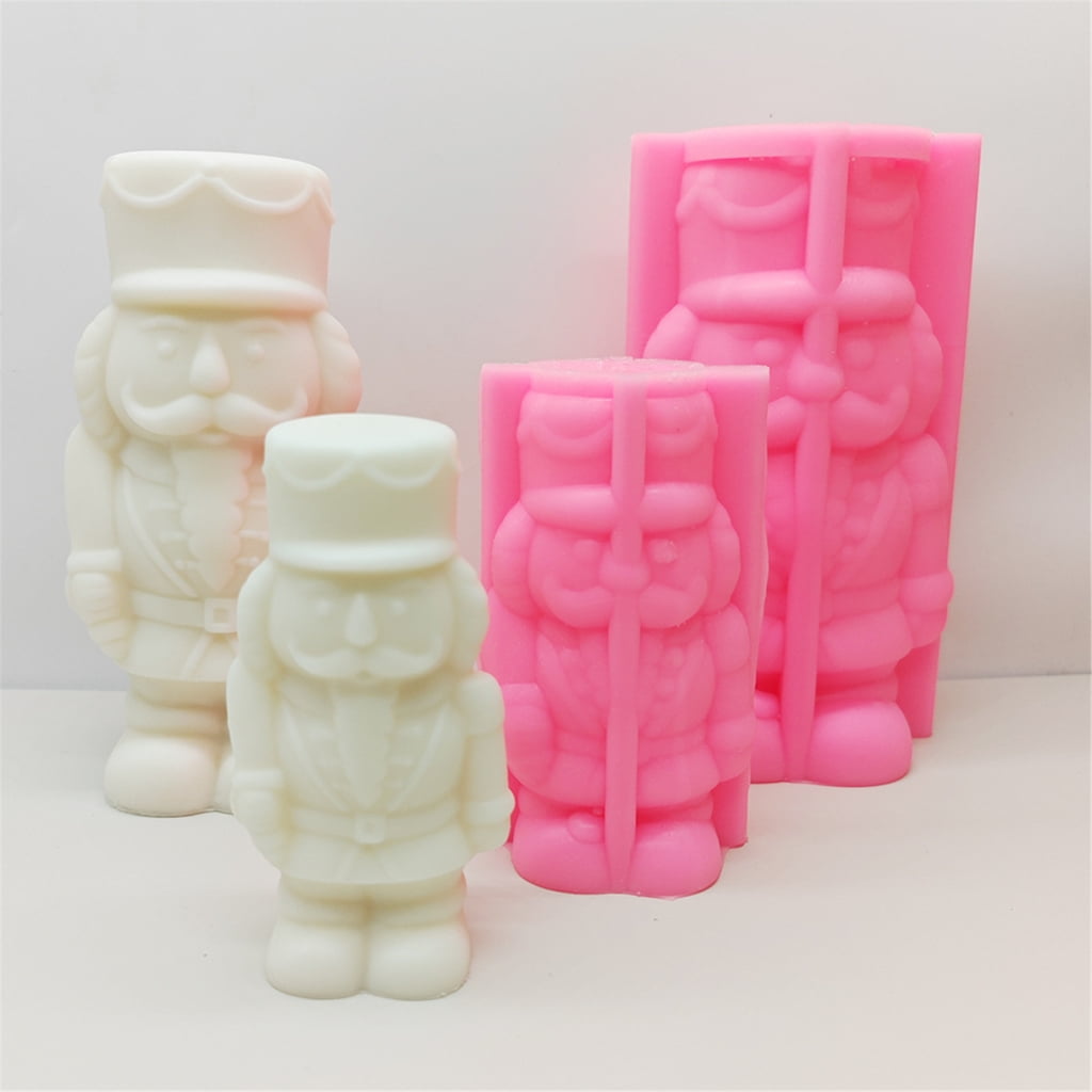 Christmas Nutcrackers Soldier Silicone Mold Compact Nutcrackers Solider Shaped Silicone Mold for Scented Candle Decors