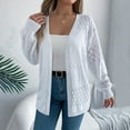 thumbnail image 6 of Fiaer Cardigan Sweaters for Women Lightweight Long Sleeve Open Front Solid Color Casual Tops White S, 6 of 8