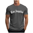 thumbnail image 2 of Zylanna Men's T-Shirts Tee, Crew Neck Summer Letter Print Short Sleeve Fashion Tops for Mens Dark Gray, 2 of 5