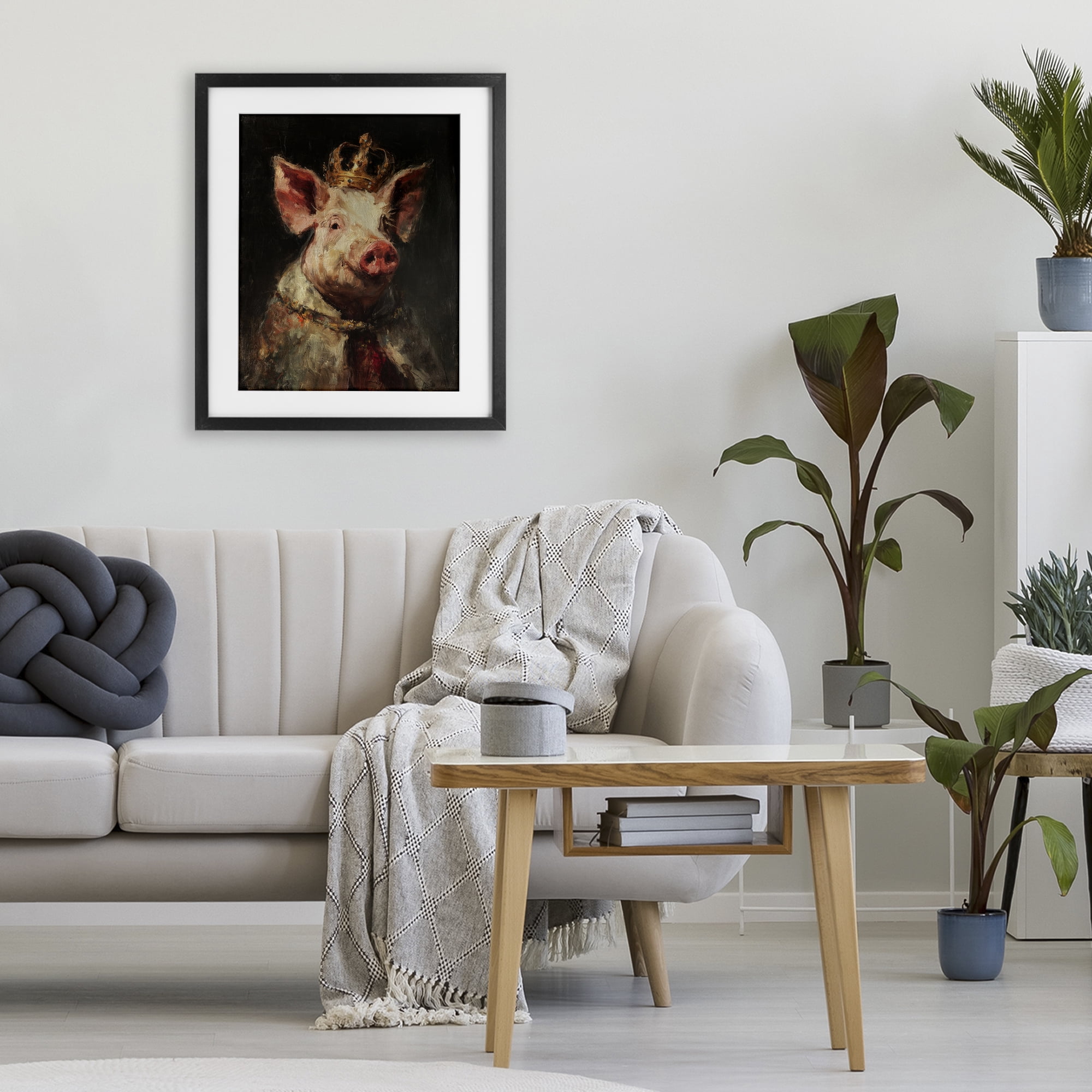 Stupell Industries Royal Swine Portrait Black Framed Print Under Glass, design by Svetlana Aleynikova