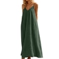 thumbnail image 4 of BOOMNY Women's Backless Cami Dress Spaghetti Strap Cami Lounge House Dresses Flowy Beach Summer Maxi Sundress, 4 of 7