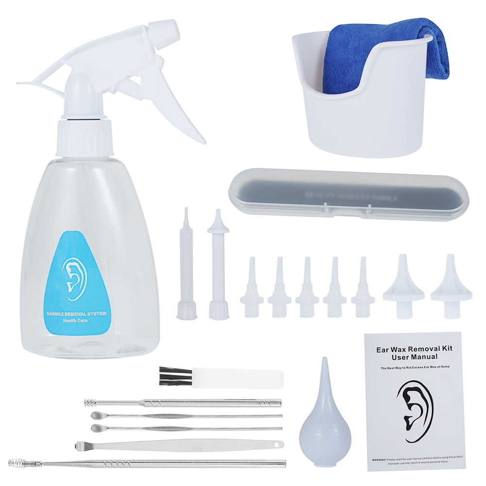 ODOMY Ear Wax Removal Tool Earwax Remover Ear Irrigation Flushing System - Perfect Ear Cleaning Kit - Includes Drops, Towel, Basin, Syringe, Curette ...
