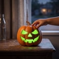 thumbnail image 5 of Halloween Pumpkin Green Light Night Light Resin Figurine, Spooky Glowing Pumpkin Decoration, Enchanting Ambiance Resin Ornament for Indoor Outdoor Halloween Party Decor, 5 of 9