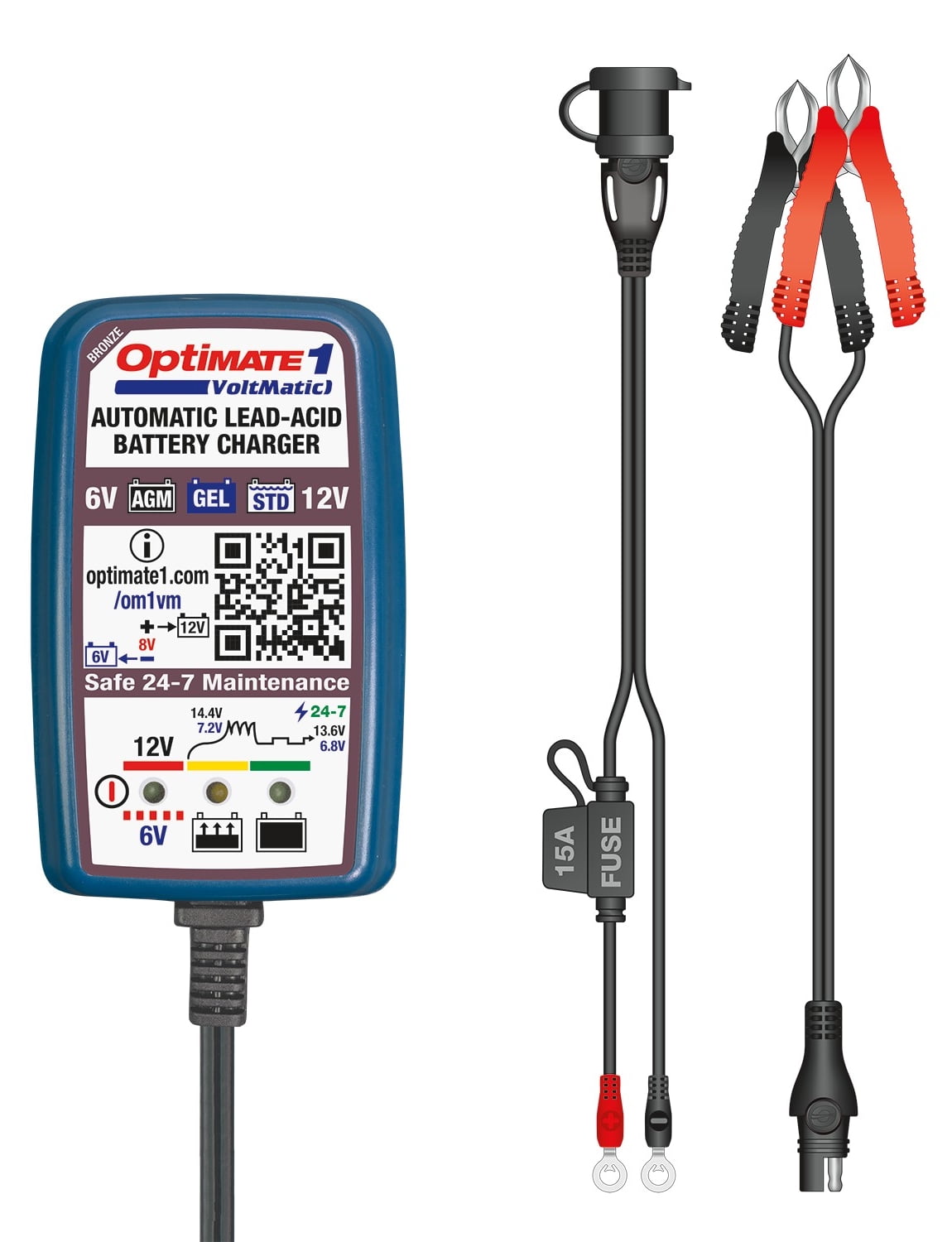 OPTIMATE 1 VOLTMATIC AUTOMATIC CHARGER & MAINTAINER 4 STEP BRONZE