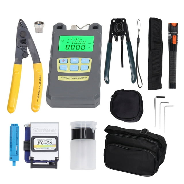 Optical Fiber Cleaver, Complete Accessories Tungsten Steel Blade 7 Wavelengths Support 15 Pcs Set Fiber Optic Kit For Petrochemical