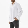 thumbnail image 6 of Miluxas Mens Solid Slim Fit Long Sleeve Mandarin Collar Dress Shirts White, 6 of 7