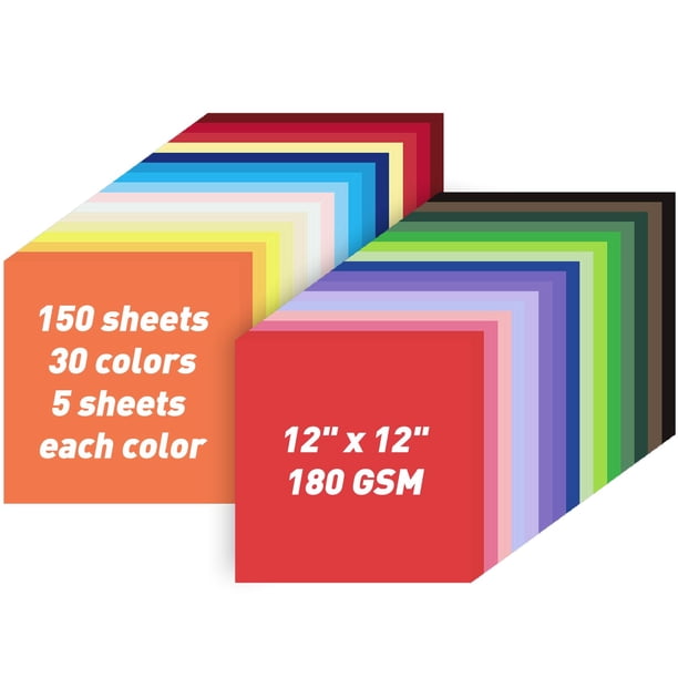 Cartulina de colores MAXECHO 12 x 12, 180 g/m², 150 hojas, 30 colores