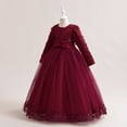 thumbnail image 5 of OGLCCG Girls Flower Dresses Crew Neck Floral Lace Embroidery Maxi Tulle Dress Long Sleeve Floor Length Wedding Party Evening Pageant Gown 3-14 Years, 5 of 5