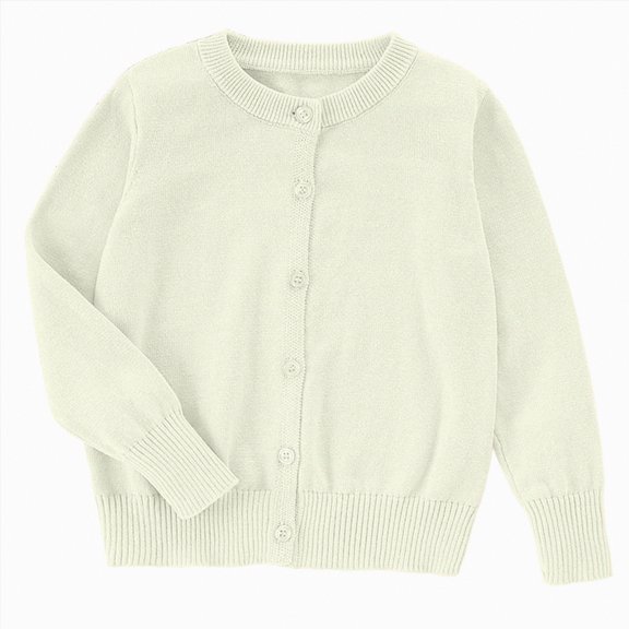 Ccpelsie Girls and Toddlers Basic Cardigan Sweater Button up Long Sleeve Knit Tops for Kids(White,11-12 Years)